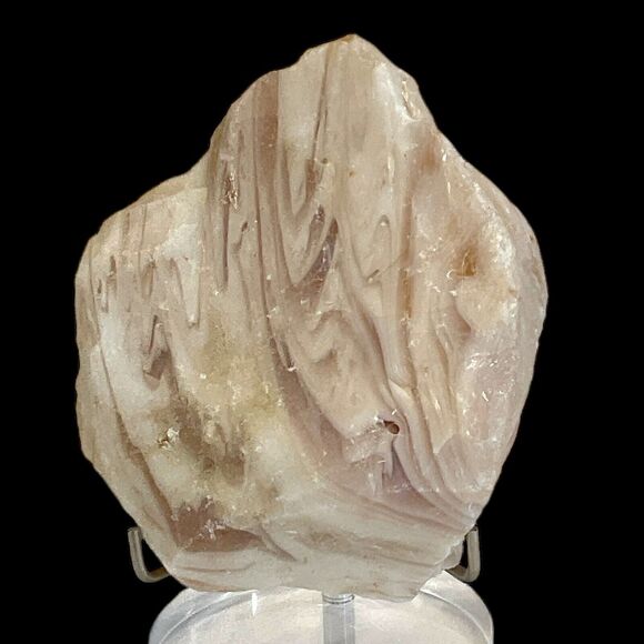 Pink Cream Layered Swirl Art Glass Cullet Glowing Manganese Slag Glass #4GX274 - Picture 4 of 5